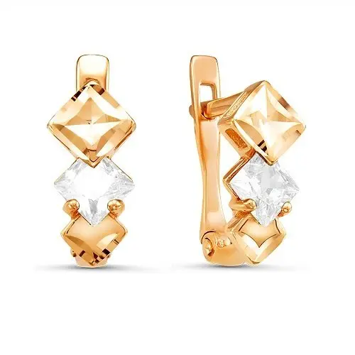 Серьги с английским замком из красного золота