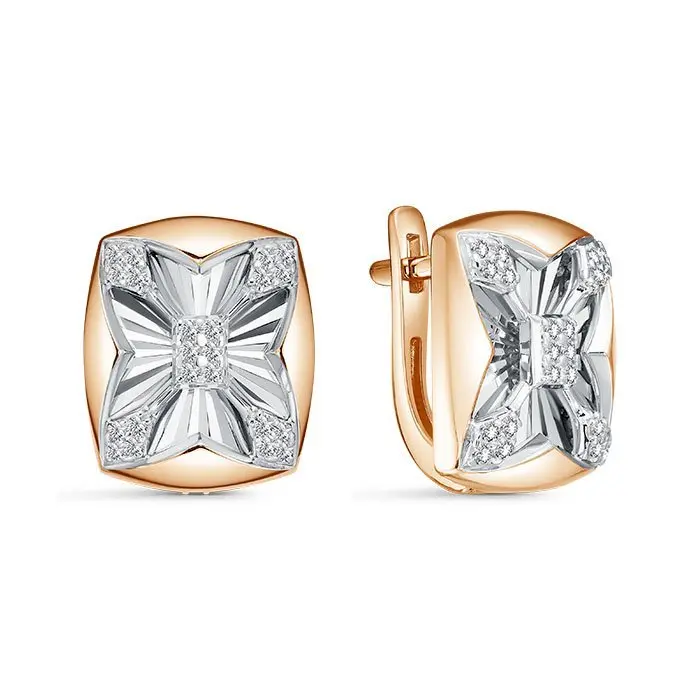 Серьги с английским замком из комбинированного золота