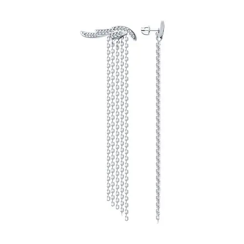 Серьги подвесные из серебра