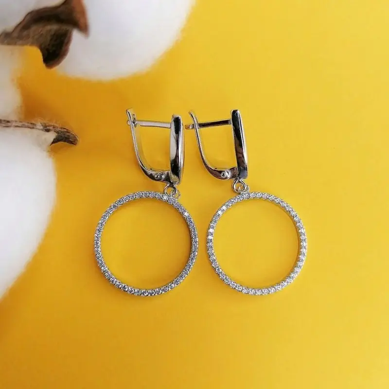 Серьги подвесные из серебра