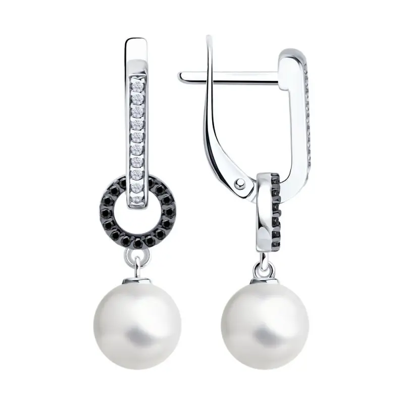 Серьги подвесные из серебра