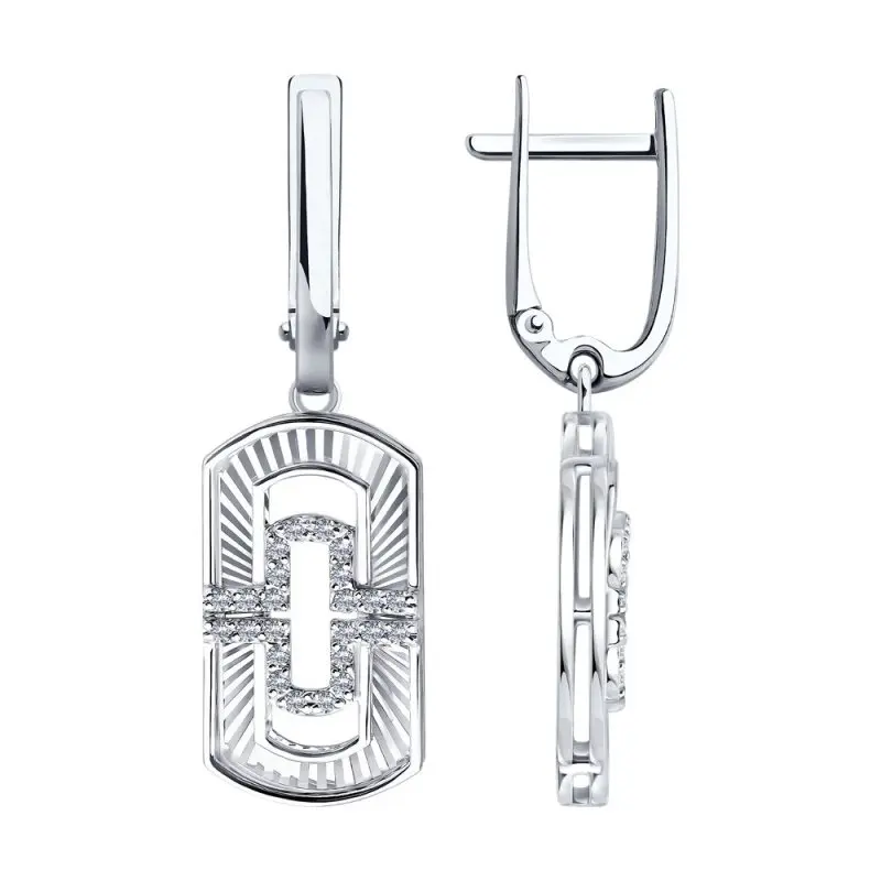 Серьги подвесные из белого золота