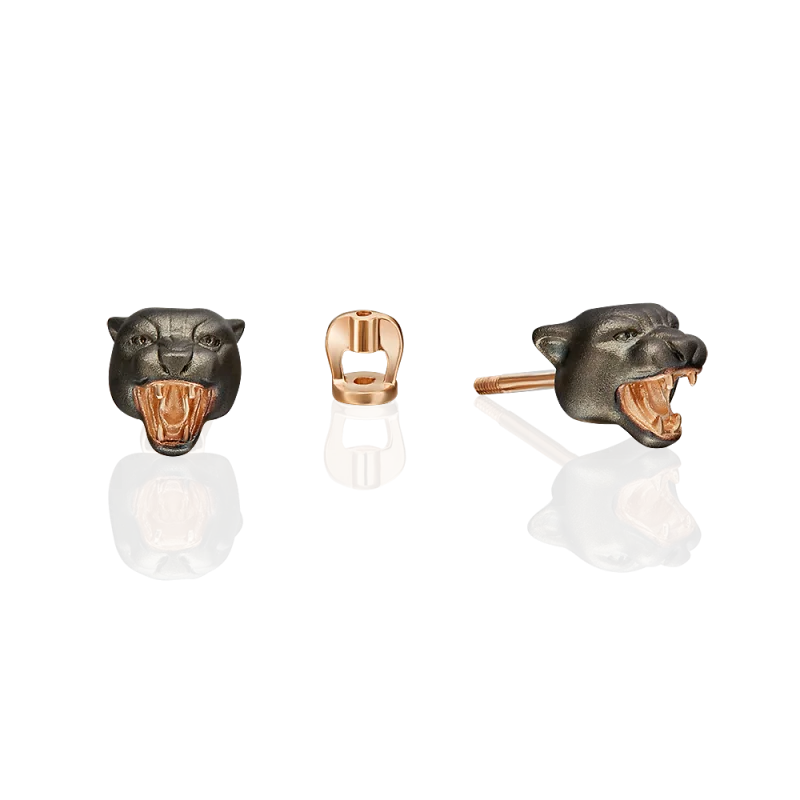 Серьги пуссеты из комбинированного золота