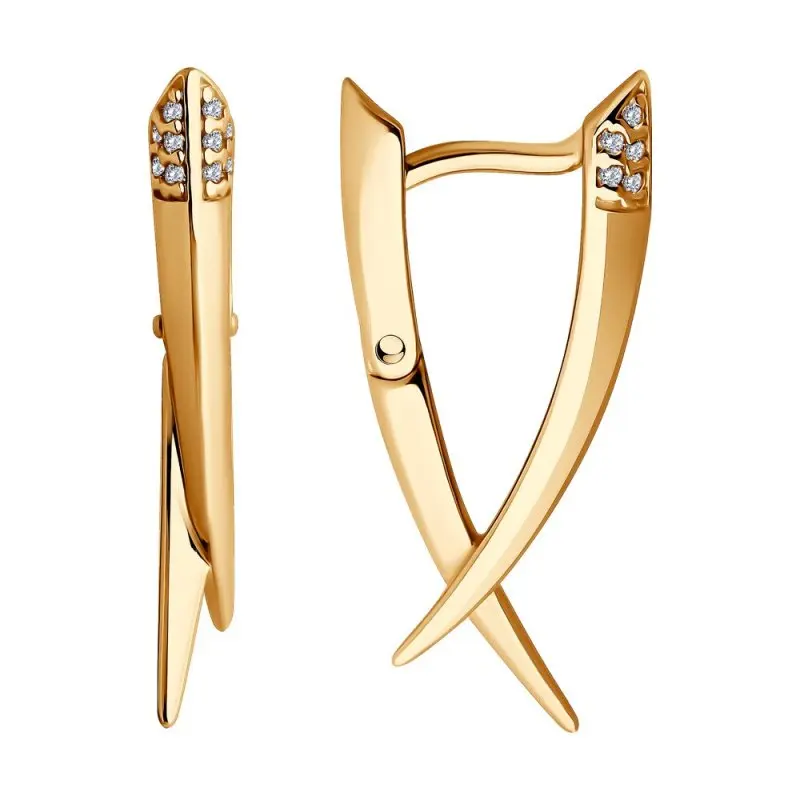 Серьги с английским замком из позолоты