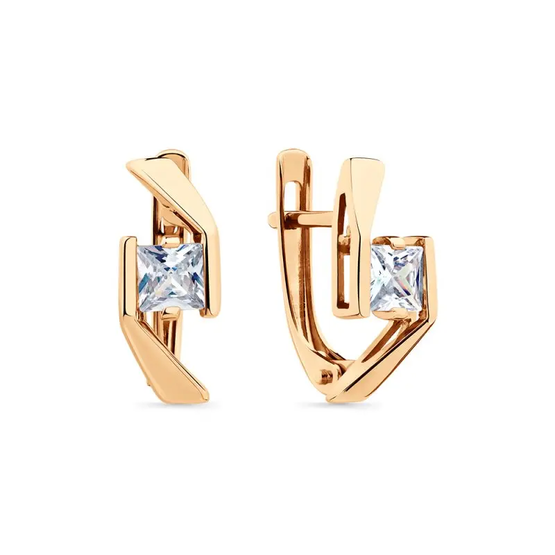 Серьги с английским замком из красного золота