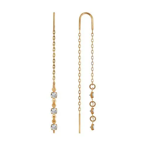 Серьги цепочки из красного золота