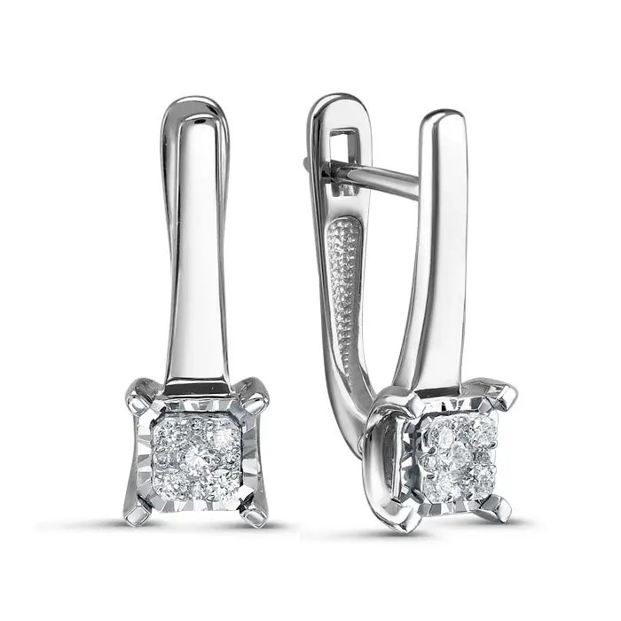 Серьги с английским замком из белого золота