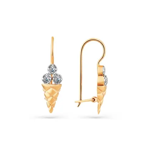 Серьги детские из красного золота