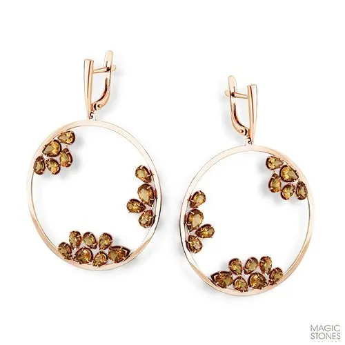 Серьги подвесные из красного золота