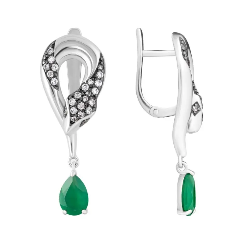 Серьги подвесные из серебра