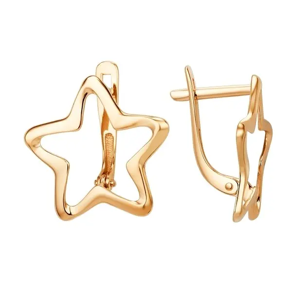 Серьги с английским замком из красного золота