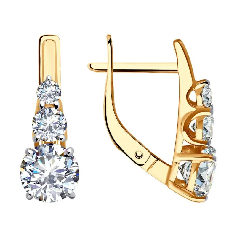 Серьги с английским замком из красного золота