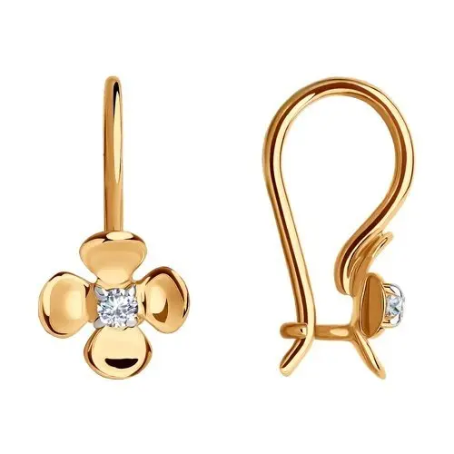 Серьги детские из красного золота
