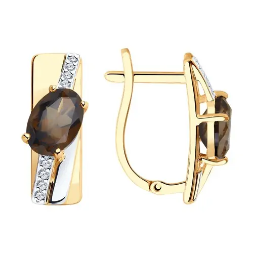 Серьги с английским замком из комбинированного золота