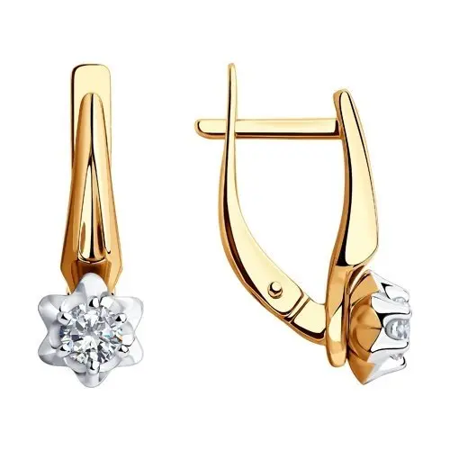 Серьги с английским замком из комбинированного золота