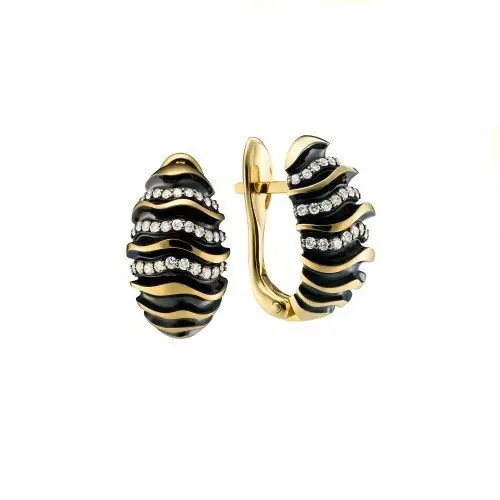 Серьги с английским замком из желтого золота