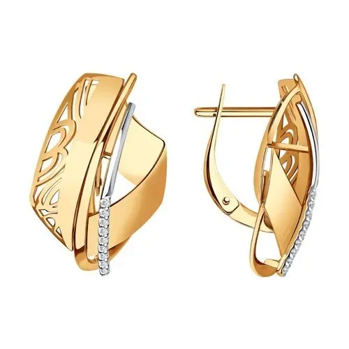 Серьги с английским замком из красного золота