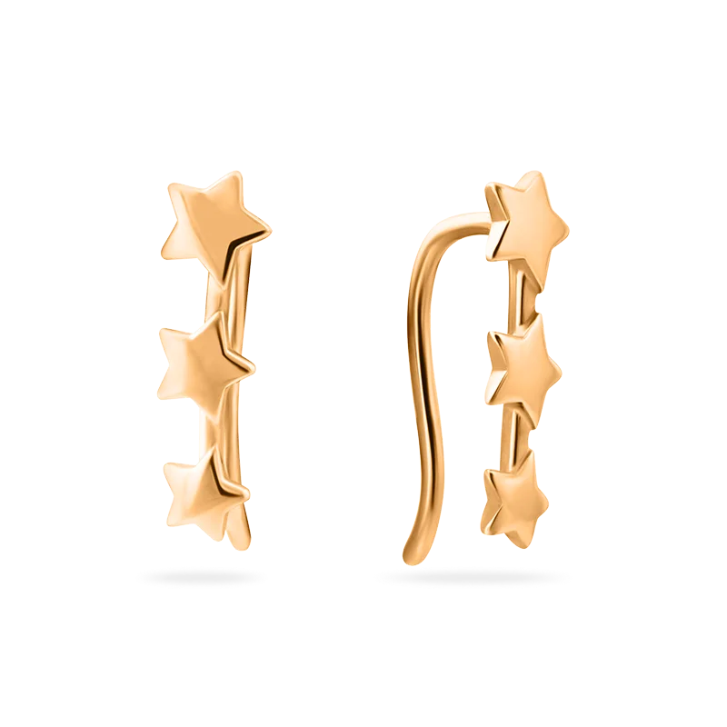 Серьги зажимы из красного золота