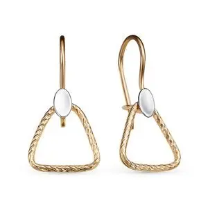Серьги петельки из комбинированного золота