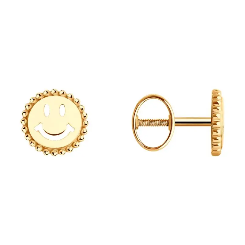 Серьги пуссеты из красного золота