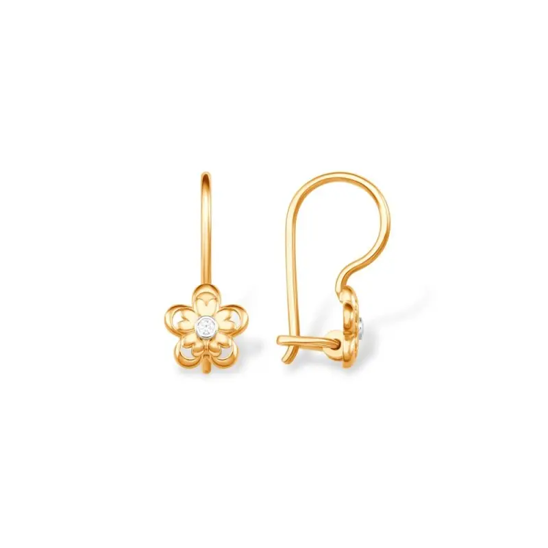 Серьги детские из красного золота