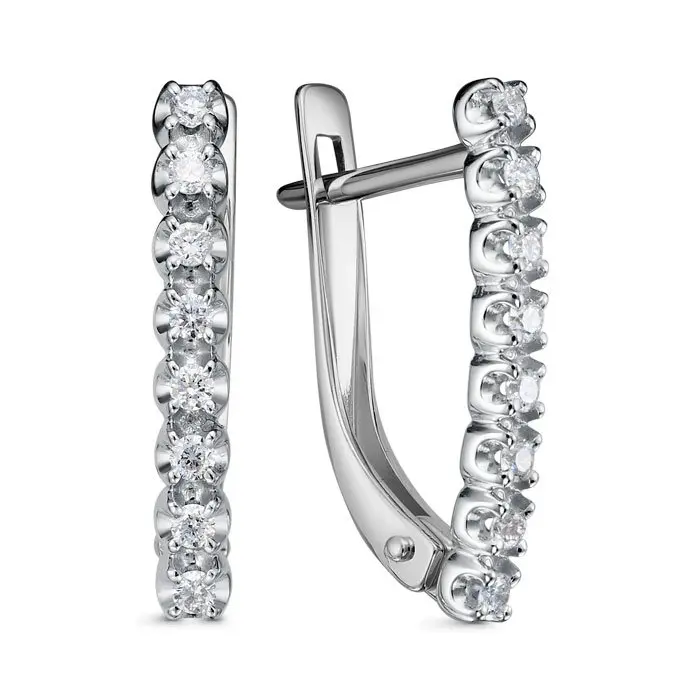 Серьги с английским замком из белого золота