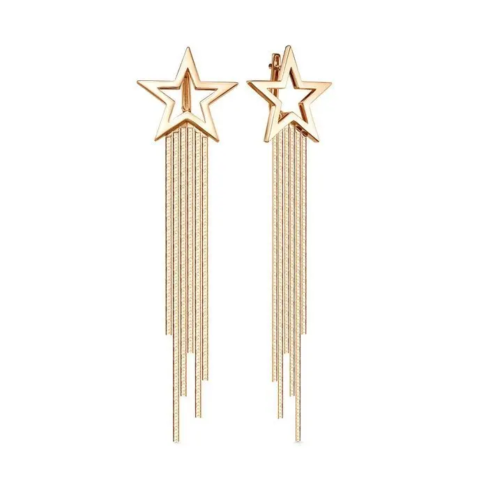 Серьги подвесные из красного золота