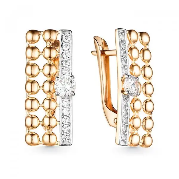 Серьги с английским замком из красного золота