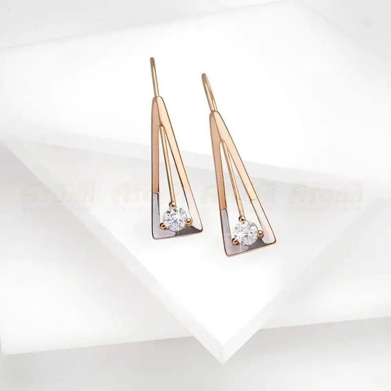 Серьги петельки из комбинированного золота