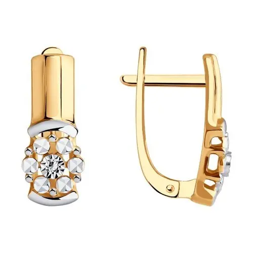 Серьги с английским замком из комбинированного золота