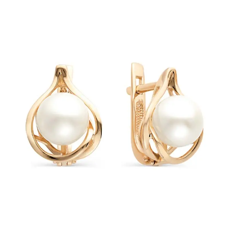 Серьги с английским замком из красного золота