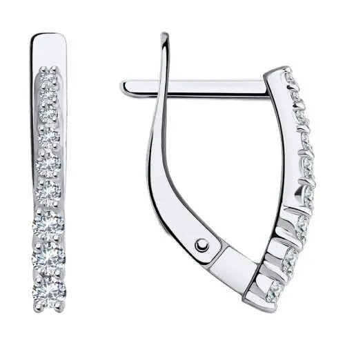 Серьги с английским замком из белого золота