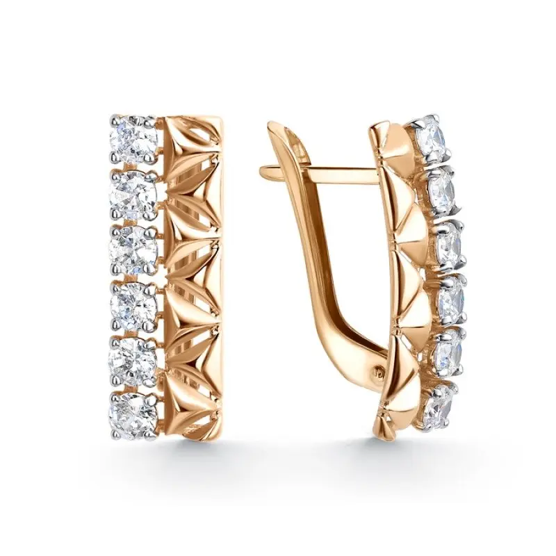 Серьги с английским замком из красного золота