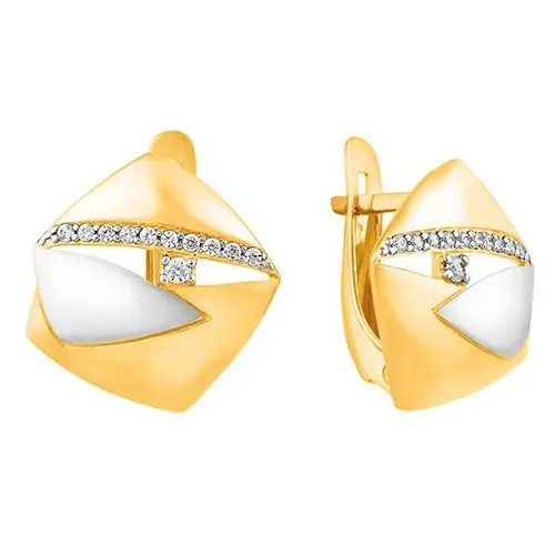 Серьги с английским замком из комбинированного золота