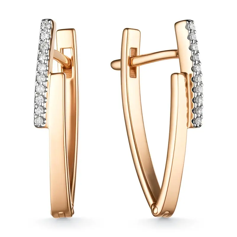 Серьги с английским замком из красного золота