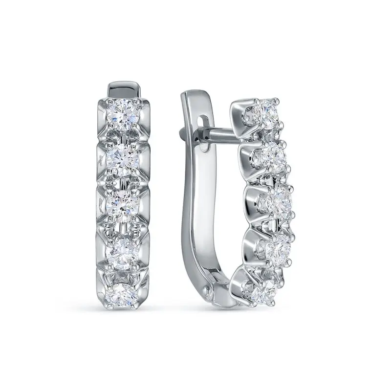 Серьги с английским замком из белого золота