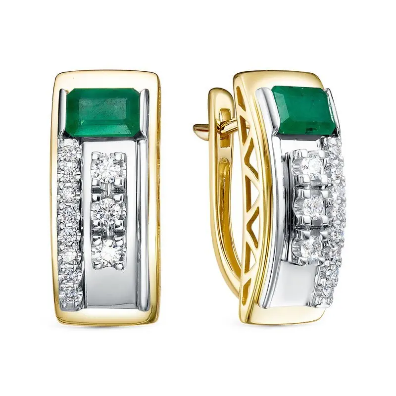 Серьги с английским замком из желтого золота