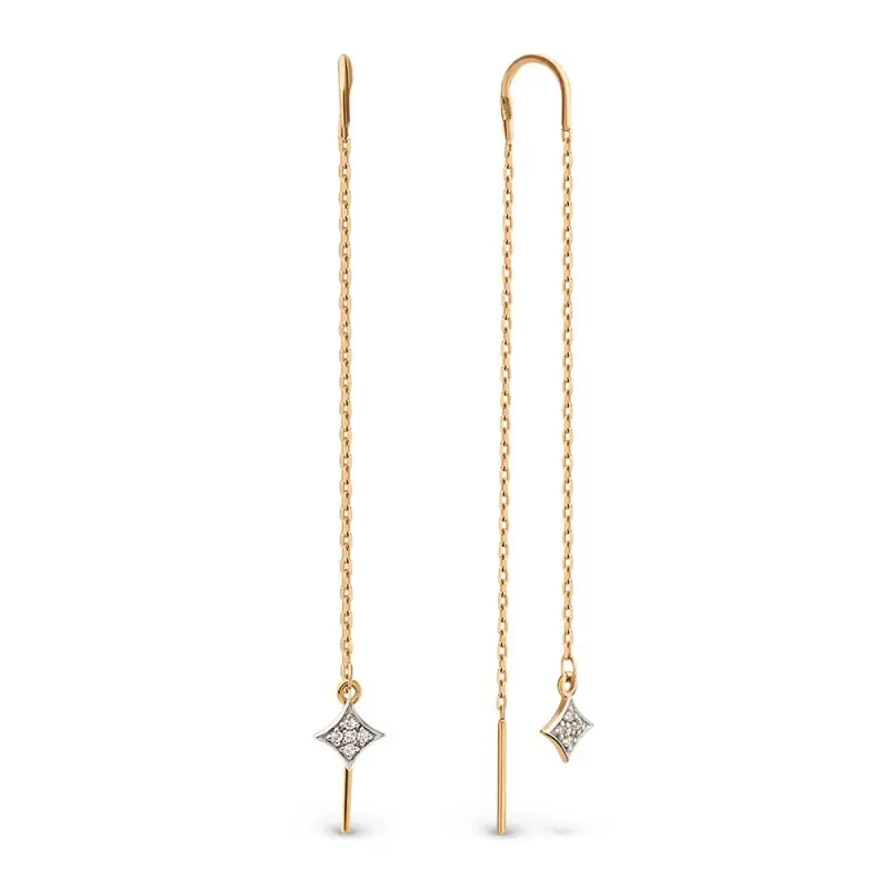 Серьги цепочки из красного золота