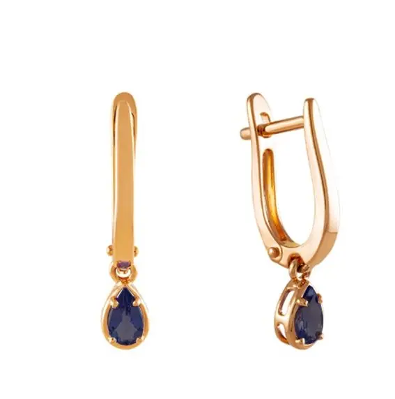 Серьги подвесные из красного золота