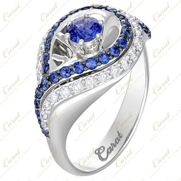 Кольцо декоративное из белого золота