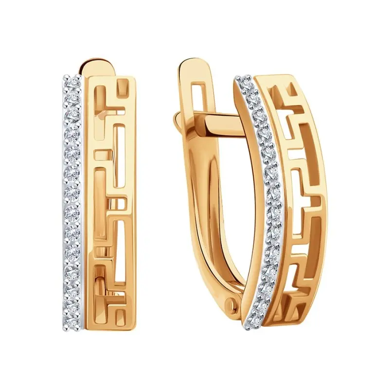 Серьги с английским замком из красного золота