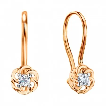 Серьги детские из красного золота