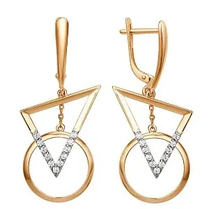 Серьги подвесные из красного золота