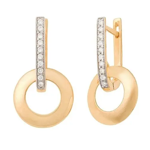 Серьги подвесные из красного золота