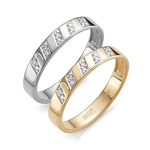 Кольцо обручальное из красного золота с бриллиантами