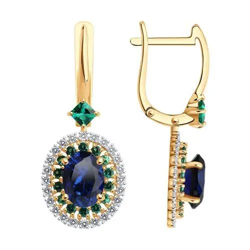 Серьги подвесные из красного золота