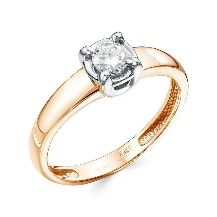 Кольцо помолвочное из комбинированного золота