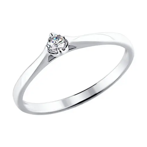 Кольцо помолвочное из белого золота