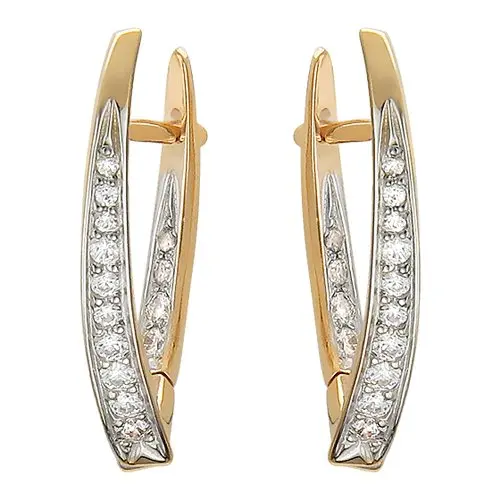 Серьги с английским замком из красного золота с фианитами