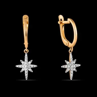Серьги подвесные из красного золота